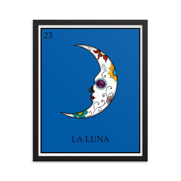 La Luna Moon Loteria Framed print day of the dead dia de los muertos by pilar grother