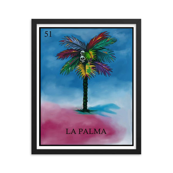 La Palma Palm tree Loteria day of the dead dia de los muertos framed print by Pilar Grother