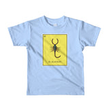 El Alacran -Scorpion Loteria kids baby blue T-shirt by Pilar Grother