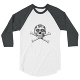 La Calavera Loteria B&W Plain Womens 3/4 sleeve baseball shirt