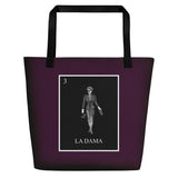 La Dama Loteria B&W Beach Bag