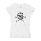 La Calavera Loteria B&W Plain Girl's T-Shirt