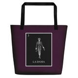La Dama Loteria B&W Beach Bag