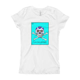 La Calavera Loteria Pop Teal Girl's T-Shirt