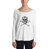 La Calavera Loteria B&W Plain Womens Long Sleeve Tee