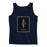 La Dama black & white women's navy tank by pilar grother