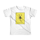 El Alacran -Scorpion Loteria kids white T-shirt by Pilar Grother