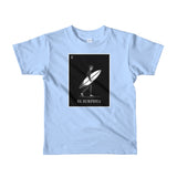 Baby Blue Kids 2-6 yrs t-shirt Black and White El Surfista (Surfer) Loteria Day of the Dead by Pilar Grother