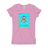 La Calavera Loteria Pop Teal Girl's T-Shirt