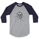La Calavera Loteria B&W Plain Womens 3/4 sleeve baseball shirt