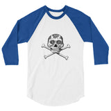 La Calavera Loteria B&W Plain Womens 3/4 sleeve baseball shirt