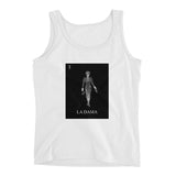 La Dama black & white women's white tank by pilar grother