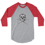 La Calavera Loteria B&W Plain Womens 3/4 sleeve baseball shirt
