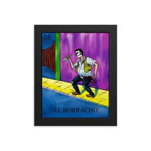 El Borracho Loteria Framed photo paper poster