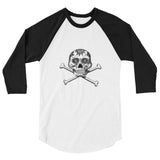 La Calavera Loteria B&W Plain Womens 3/4 sleeve baseball shirt