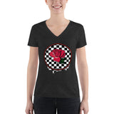 Rosa Dripping Checker Board Women's V-neck Tee