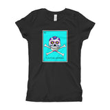 La Calavera Loteria Pop Teal Girl's T-Shirt