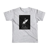 Heather Gray Kids 2-6 yrs t-shirt Black and White El Surfista (Surfer) Loteria Day of the Dead by Pilar Grother