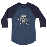 La Calavera Loteria B&W Plain Womens 3/4 sleeve baseball shirt