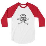 La Calavera Loteria B&W Plain Womens 3/4 sleeve baseball shirt