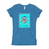 La Calavera Loteria Pop Teal Girl's T-Shirt