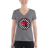 Rosa Dripping Checker Board Women's V-neck Tee