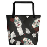 Catrina Dia de los Muertos (Day of the Dead) tote beach bag by Pilar Grother