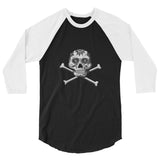 La Calavera Loteria B&W Plain Womens 3/4 sleeve baseball shirt