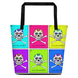 La Calavera Loteria Pop Beach Bag