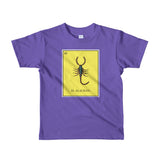 El Alacran -Scorpion Loteria kids purple T-shirt by Pilar Grother