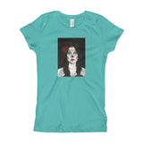 Catrina Dia de los Muertos (Day of the Dead) girl's Tahiti blue t-shirt by Pilar Grother