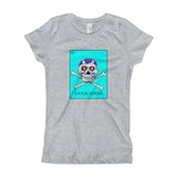 La Calavera Loteria Pop Teal Girl's T-Shirt