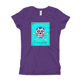 La Calavera Loteria Pop Teal Girl's T-Shirt