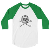 La Calavera Loteria B&W Plain Womens 3/4 sleeve baseball shirt