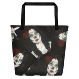 Catrina Dia de los Muertos (Day of the Dead) tote beach bag by Pilar Grother