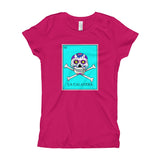 La Calavera Loteria Pop Teal Girl's T-Shirt