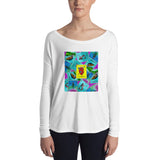 Las Damas Corazon Loteria All-Over Womens Long Sleeve Tee