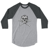 La Calavera Loteria B&W Plain Womens 3/4 sleeve baseball shirt
