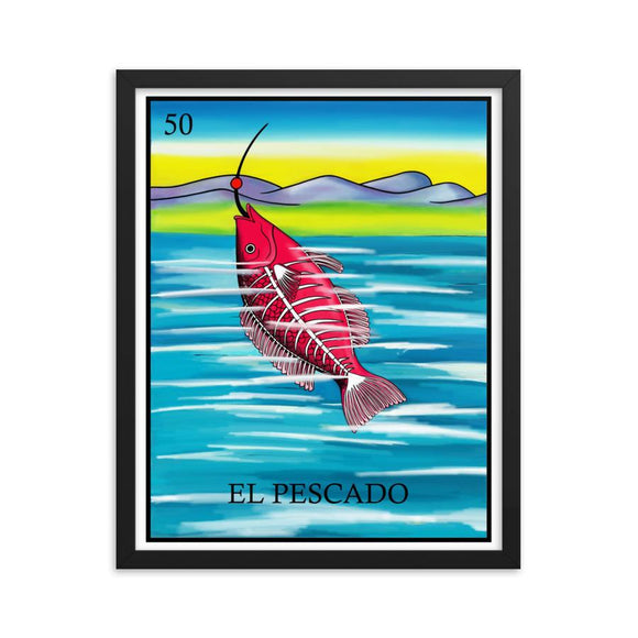 El Pescado Fish Loteria day of the dead dia de los muertos framed print by Pilar Grother