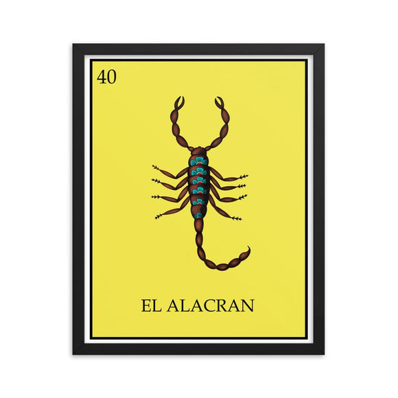 El Alacran Loteria Scorpion day of the dead dia de los muertos framed print by Pilar Grother