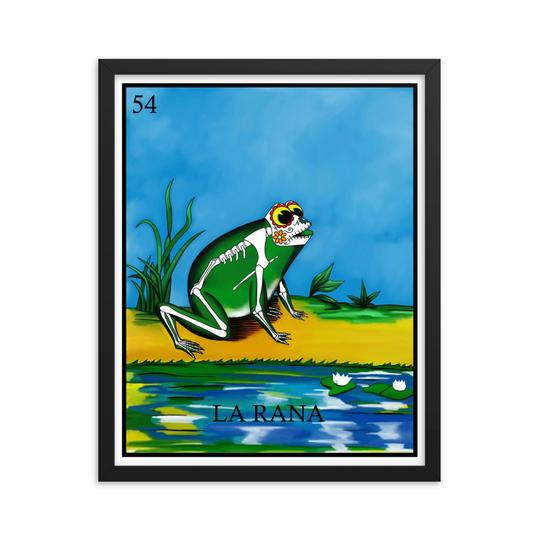 La Rana Loteria framed print day of the dead skeleton frog by Pilar Grother