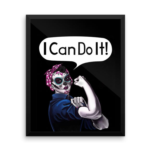 Rosie the Riveter  I Can Do It! in a Dia de los Muertos (Day of the Dead) design available in t-sirts, mugs, hoodies, totes, prints, socks, and cell phone cases. Perfect for those battling cancer or other health issues or just fighting for something.