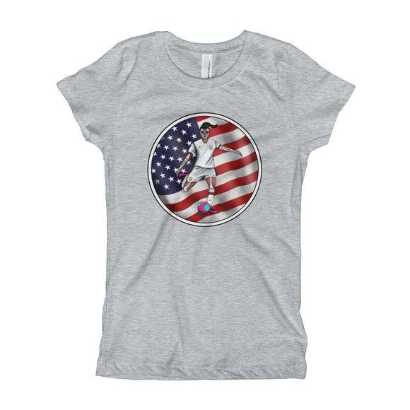 La Futbolista Loteria USA Women's Soccer girl's t-shirt by Pilar Grother 