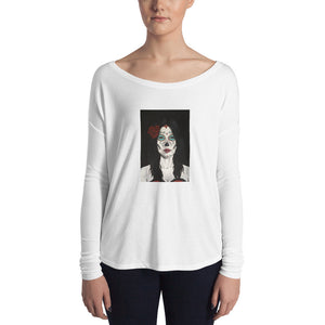 Catrina Dia de los Muertos (Day of the Dead) Women's white long sleeve by Pilar Grother