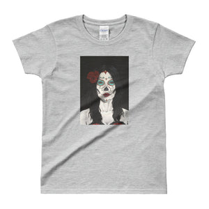 Catrina Dia de los Muertos (Day of the Dead) Women's gray t-shirt by Pilar Grother