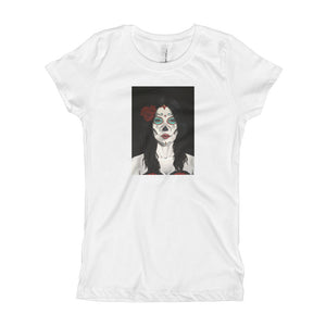 Catrina Dia de los Muertos (Day of the Dead) girl's white t-shirt by Pilar Grother