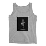 La Dama black & white women's gray tank by pilar grother