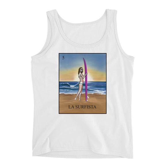 La surfista surfer girl white tank by pilar grother