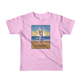 La Surfista kid's pink t-shirt loteria surfer girl by pilar grother