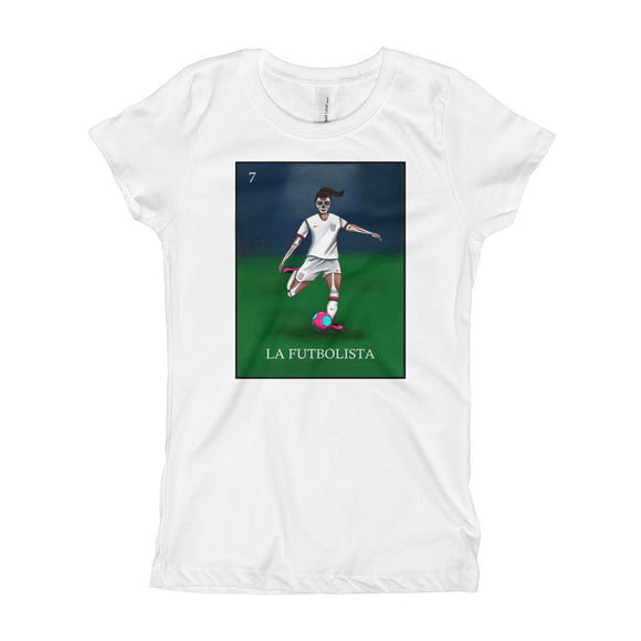 La Futbolista Loteria USA Women's Soccer girl's T-shirt by Pilar Grother 